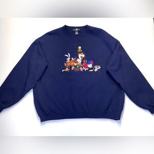 Vintage 90s Looney Tunes Warner Brothers Embroidered Crewneck Sweatshirt Size XL